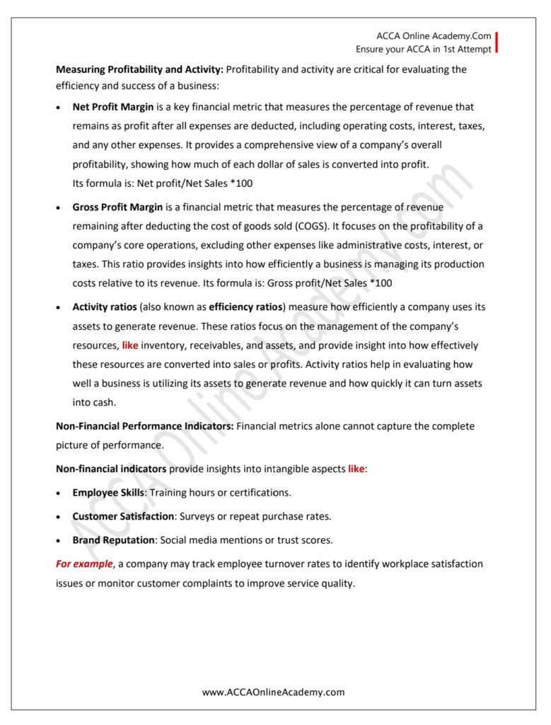 Ch 13: Performance Measurement and Control – ACCA Online Academy