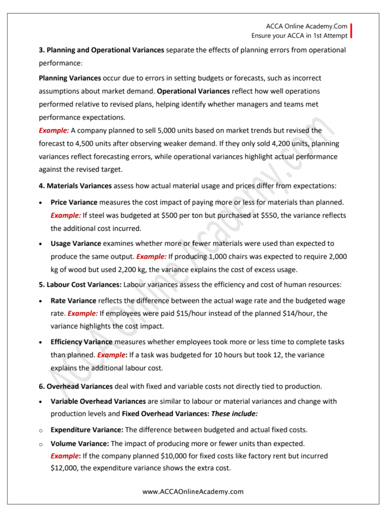 Ch 12: Advanced Variances – ACCA Online Academy